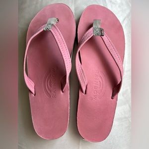 NWOB pink rainbow flip flops medium